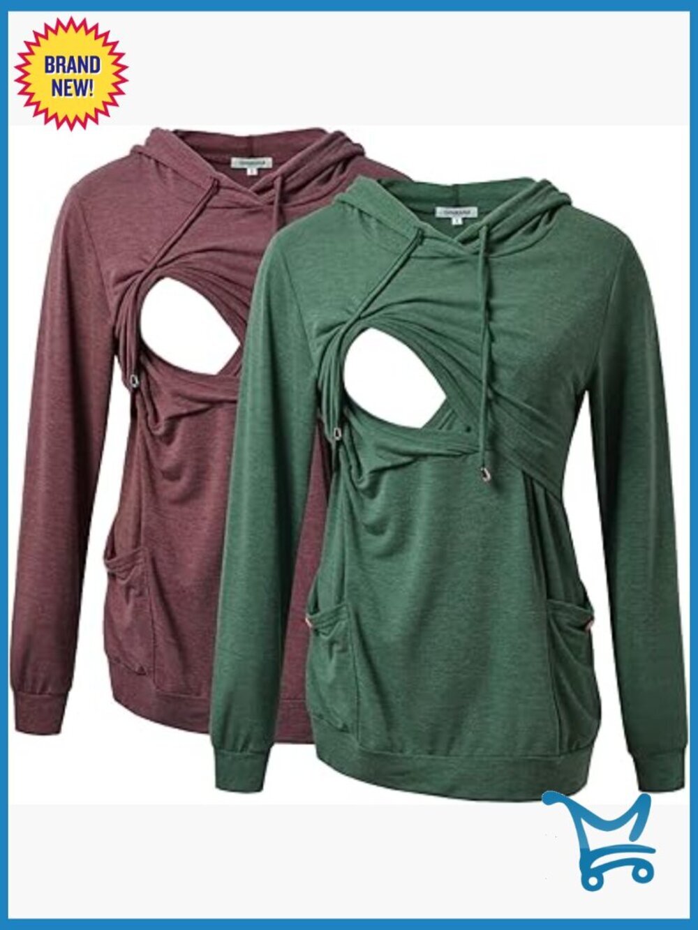 Nursing Hoodie Sweatshirt Long Sleeve Button Pockets Tunic Top